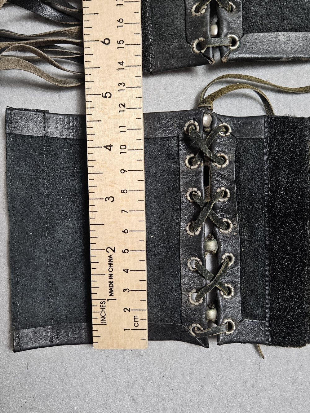 Vintage Black Leather Fringe Boot Wraps w/ Silver Conchos - Picture 10 of 12